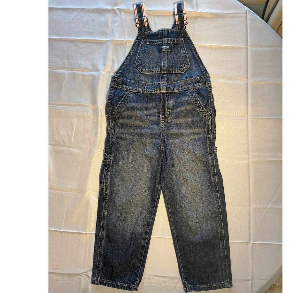 OshKosh Bgosh Kids Dark Wash Denim Vestbak Carpenter Overalls 3T